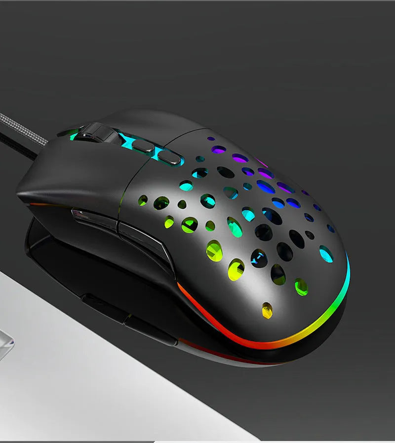 M88 hollow wired wireless gaming mouse with black shell and USB receiver