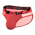 Men's solid colour modal boxer shorts with a low waist design, shown in black, pink, and red.