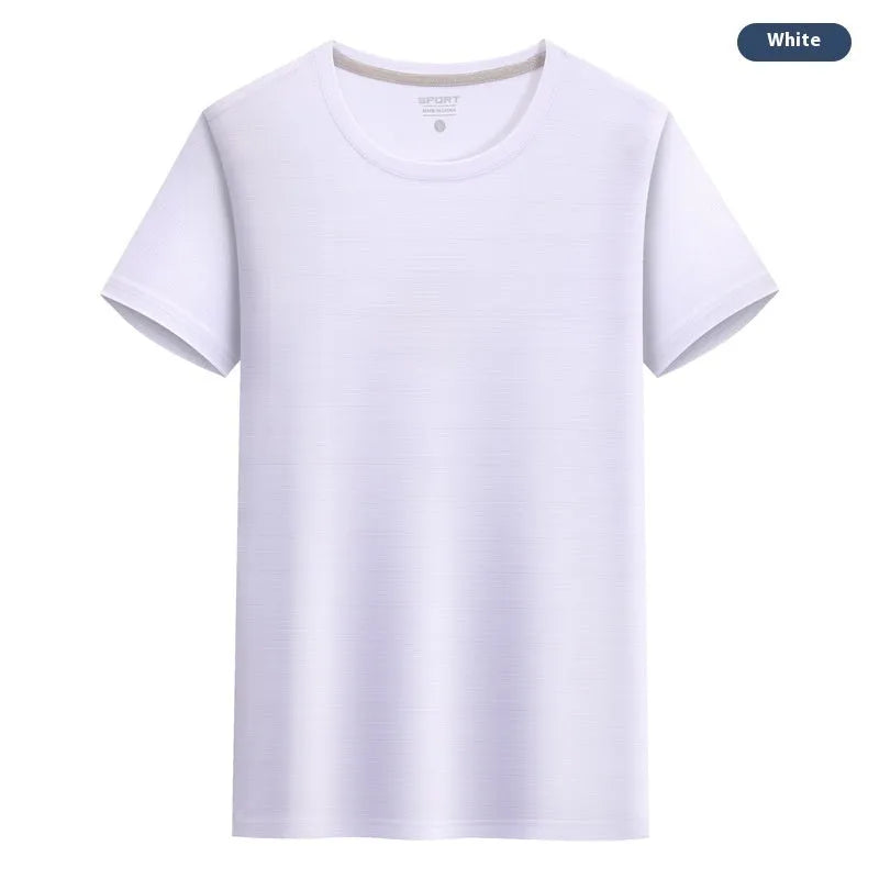 Crystal silk round neck T-shirt in polyester spandex fabric for leisure wear