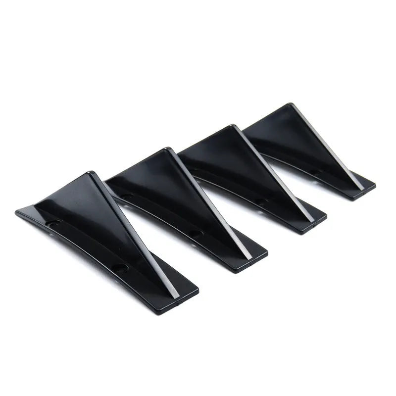 Black triangular car rear spoiler made from ABS plastic, 15cm long, with mounting screws and adhesive
