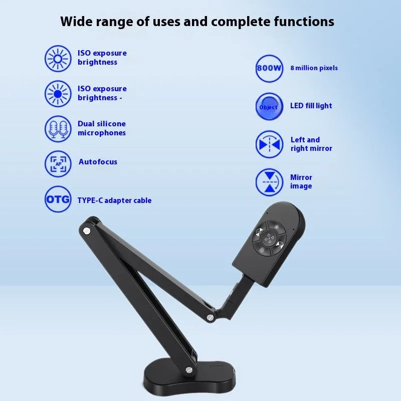 USB auto-focus webcam with microphone for computer video calls and photography.