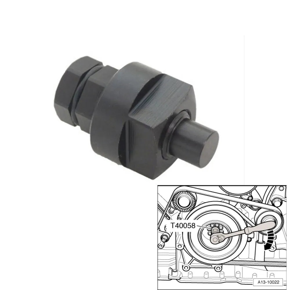 Aodi T40058 crankshaft rotating sleeve engine timing tool with adapter guide pin.
