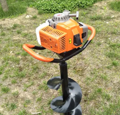 Portable single-person gasoline hole digger for fruit tree fertilization, supplied as one unit