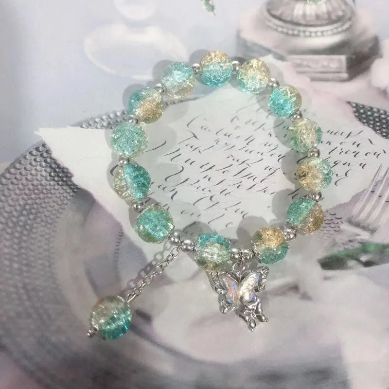 Chinese style glass bracelet with bamboo joint design elements in multiple colour options
