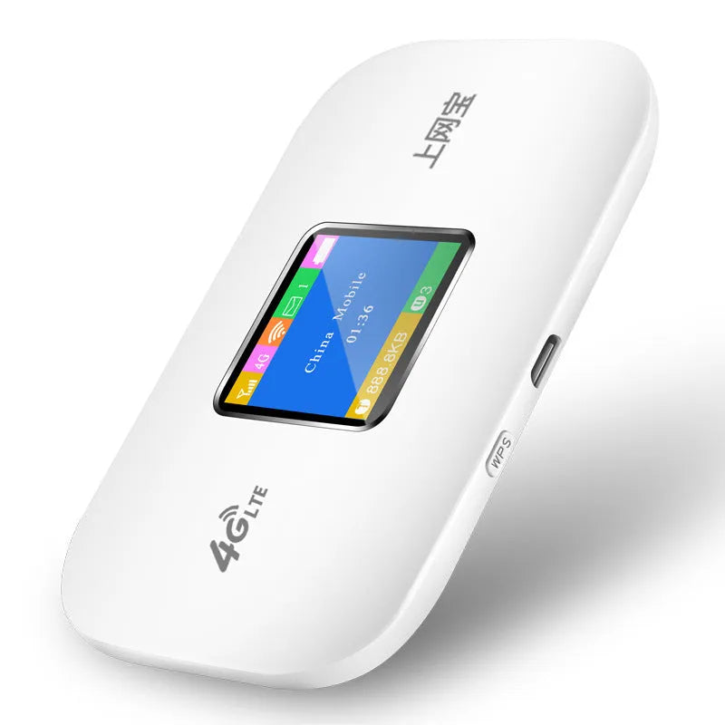 Beige 4G wireless router vehicle-mounted network card, portable Wi-Fi, 100x63.5x146mm, with battery and data cable