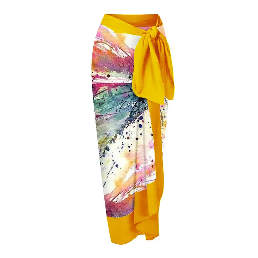 Yellow women's conservative one-piece swimsuit with belly coverage, sleeveless nylon swimwear