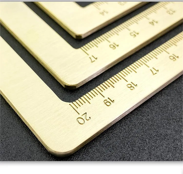 Solid brass calligraphy paper weight with engraved square design for writing stationery