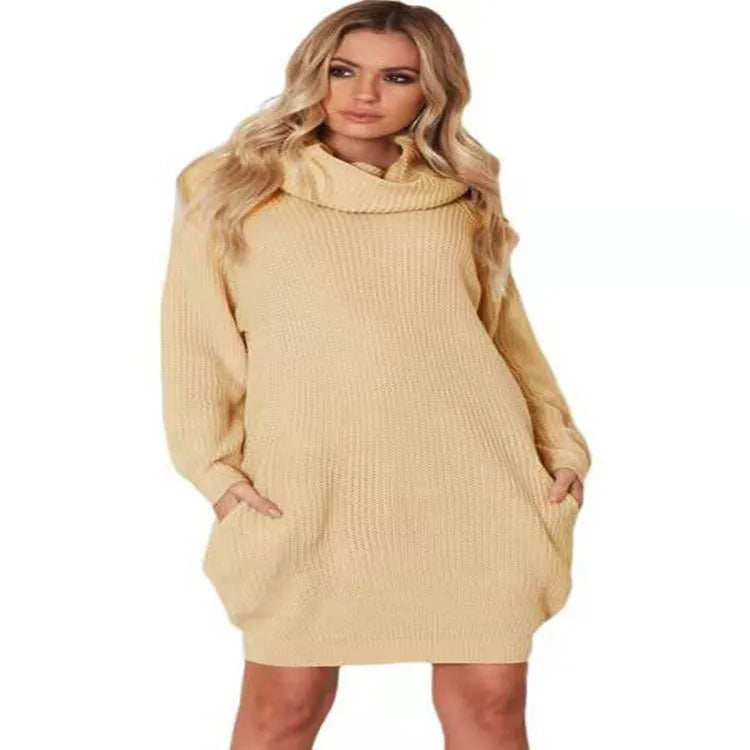 Women's loose slim pullover sweater in apricot, black or yellow with regular sleeves and splicing details