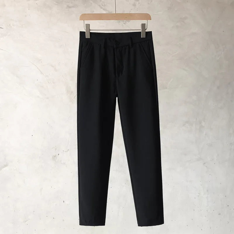 Boys slim straight wool trousers in tapered design with straight leg opening