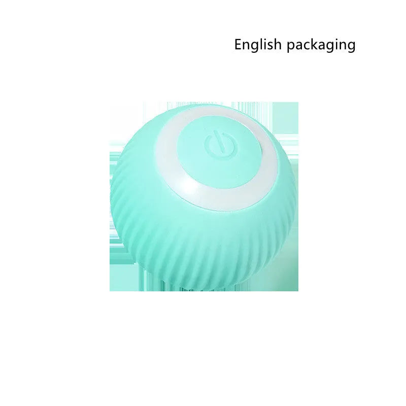 Small green plastic interactive rolling ball toy for cats with intelligent obstacle avoidance technology