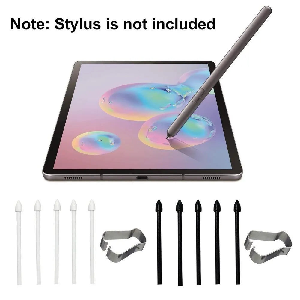 Rotating stylus tip refill pack of 5 in black, white, and grey for Samsung S6 S7 N10 N20