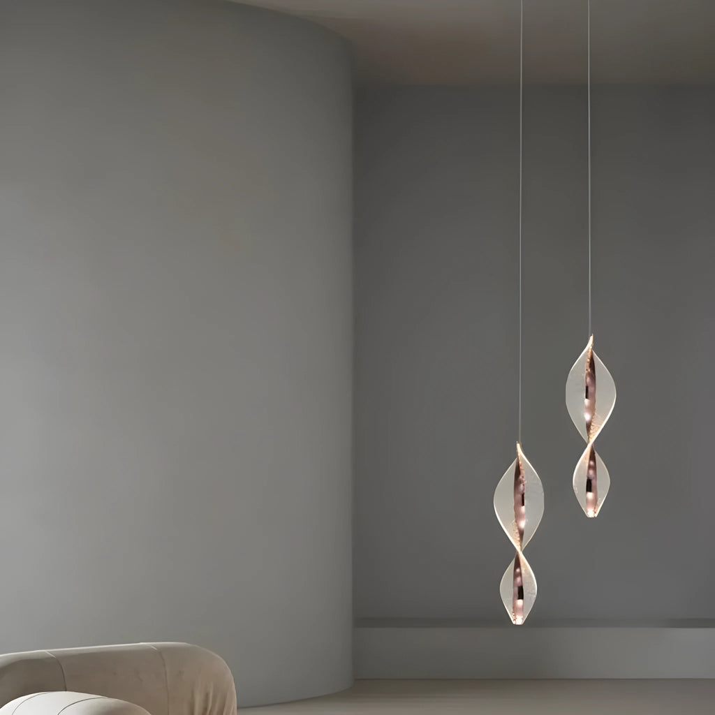 Gold wire-dot acrylic shade small LED pendant light with single or double head configuration