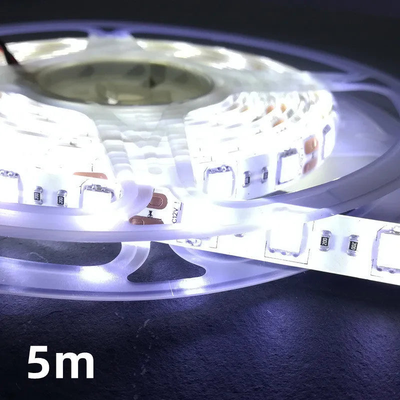 Waterproof flexible LED light strip with epoxy coating showing 5050 LED beads