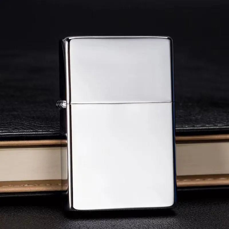 Bright chrome metal kerosene windproof lighter with modern simple style