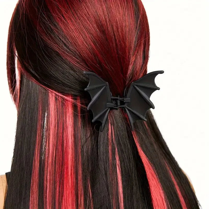 Matte black alloy bat barrette hair clip for women with spray paint finish