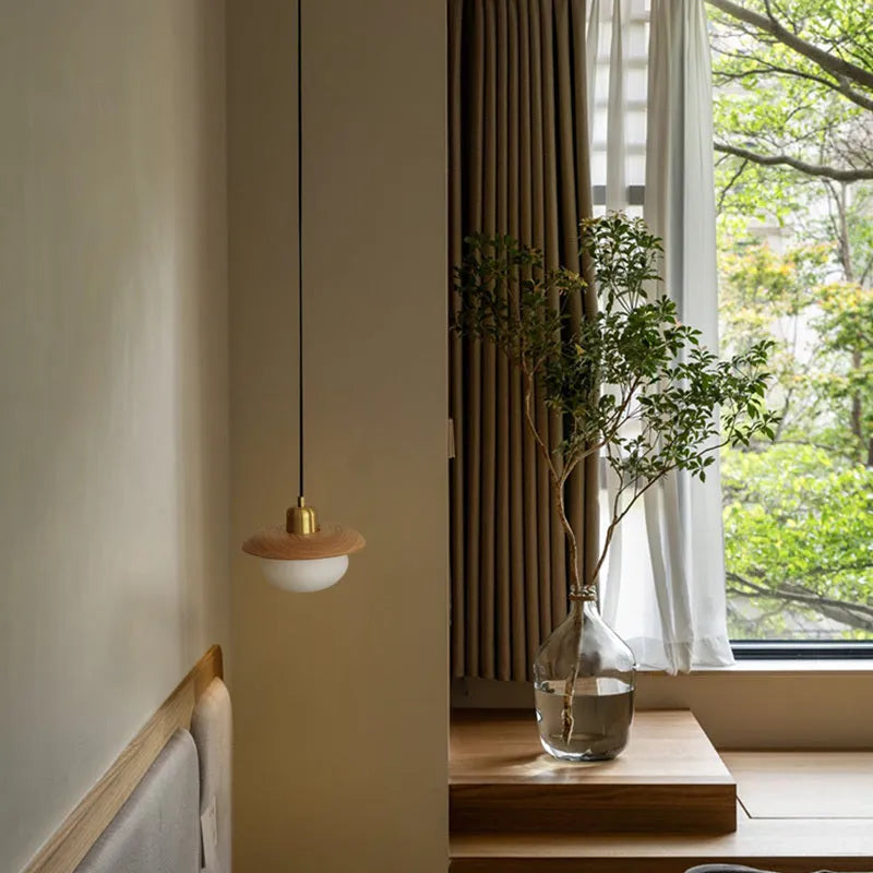 Remote control three-colour bedside log chandelier in Black, Black Walnut or Red Oak, 220V LED ceiling light