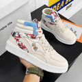 Teenagers high-top sneakers in beige with lace-up closure PU upper and rubber sole