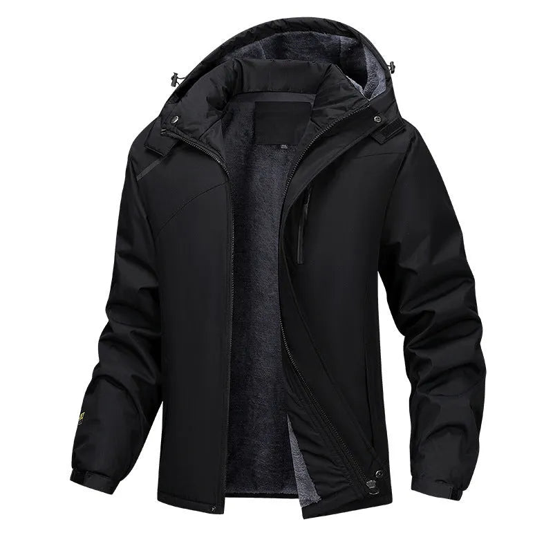 Men's loose fit plus size hooded coat in polyester, shown in army green colour