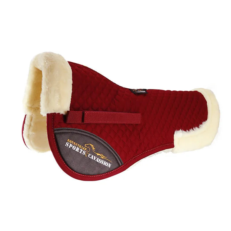 Wool equestrian and cycling saddle pad for shock absorption and waist protection in four colours