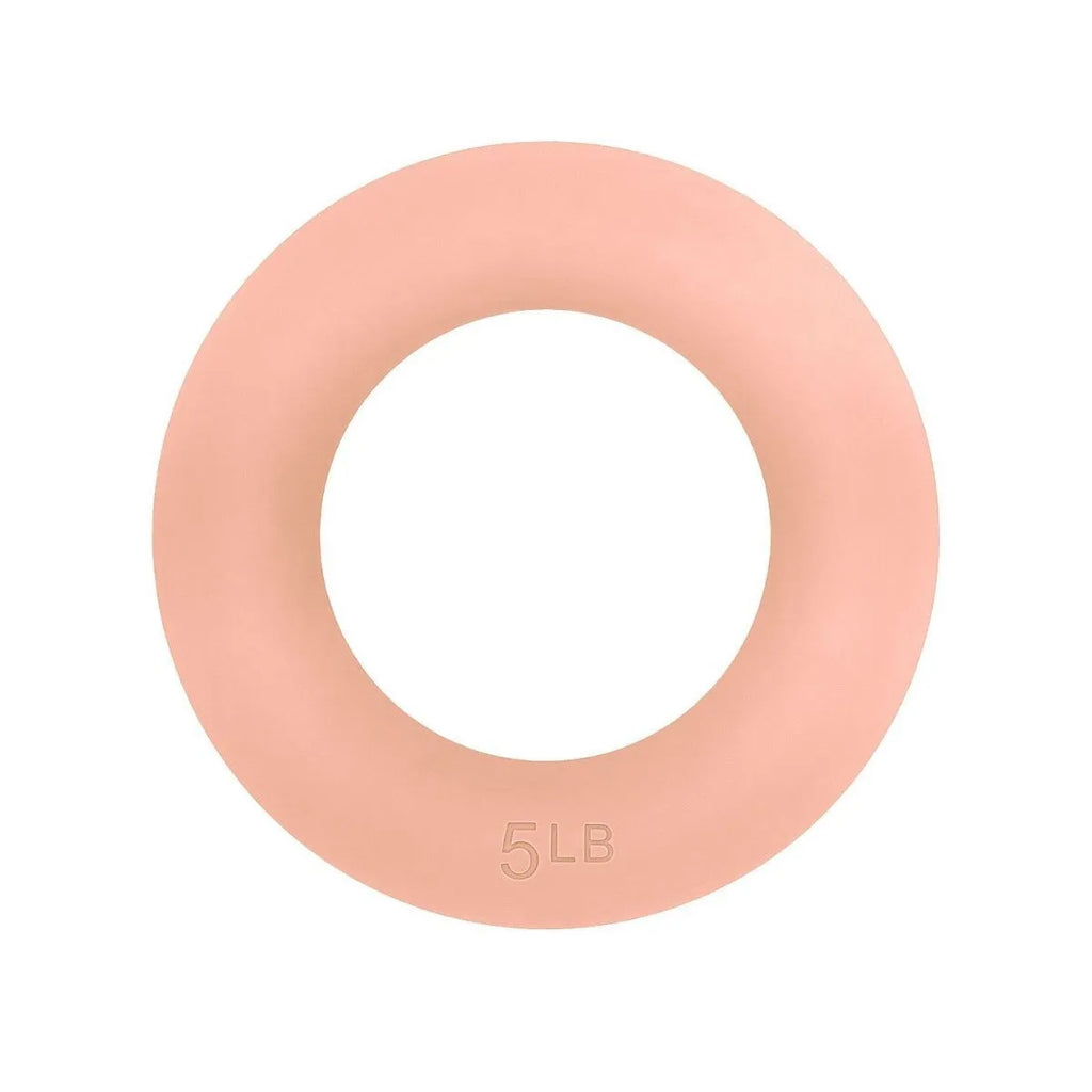 Glossy yoga weight ring in 5 lb or 10 lb silicone iron, available in black, pink, gray green, milk tea, flesh pink, and beige.
