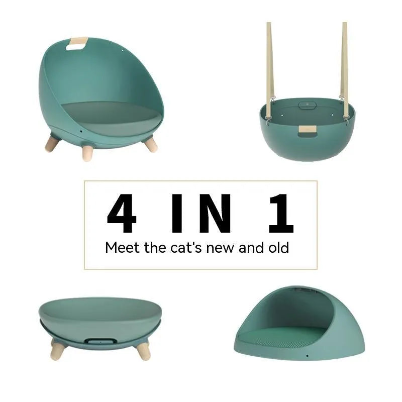 Plastic cat nest for small dogs in moss green colour, smooth surface and easy to clean
