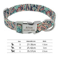 Striped canvas dog collar with metal release buckle in bohemian blue colour option