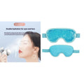 White rechargeable hot and cold compress eye massager with portable design and included eye mask