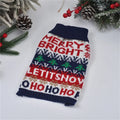 Small dog wearing wool pet sweater with Christmas tree pattern in blue colour, sizes 6 to 16 autumn winter