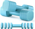 Set of pink detachable 5lb dumbbells for women's home fitness and slimming workouts.