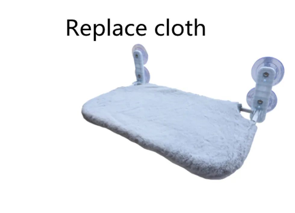 Cat litter seat cushion with stainless steel frame and suction cups on window