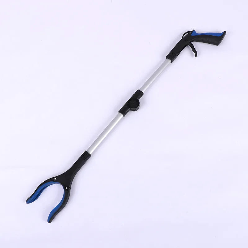 Foldable aluminium garbage clamp with extended 80cm arm and magnet attachment in blue handle colour