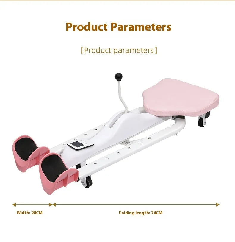 Steel frame leg opener stretching device in pink colour with optional backrest