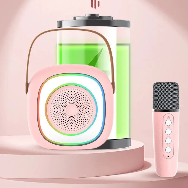 Wireless karaoke microphone with Bluetooth connectivity and colourful LED lighting in various colour options