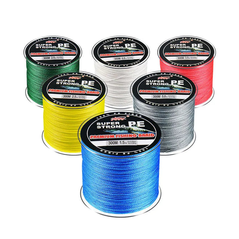 Dali Mayu 300 metre PE fishing line spool in multiple colour options with 0.4 to 3.5 line numbers