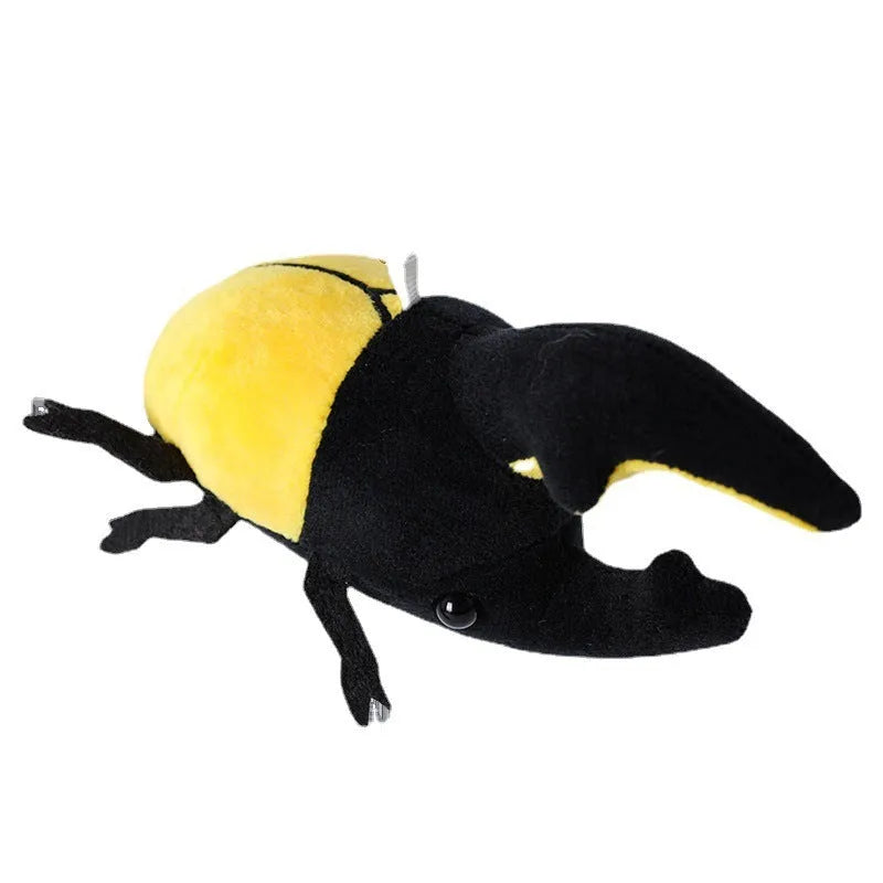 Small black Japanese rhinoceros beetle plush doll pendant with soft short plush fabric.