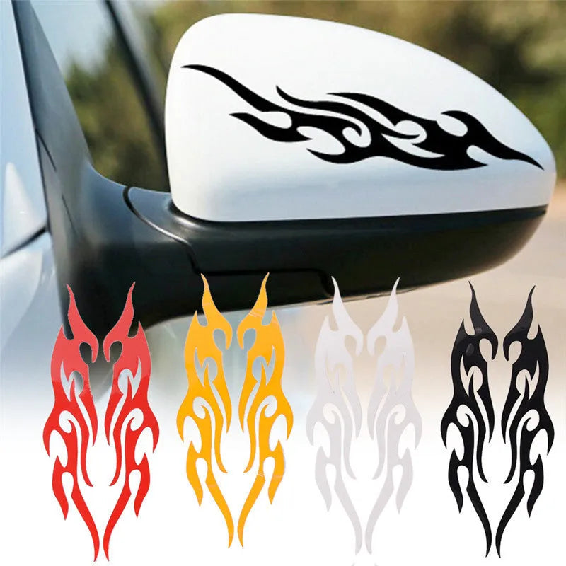 Flame pattern reflective car bumper sticker in black on a car rear bumper
