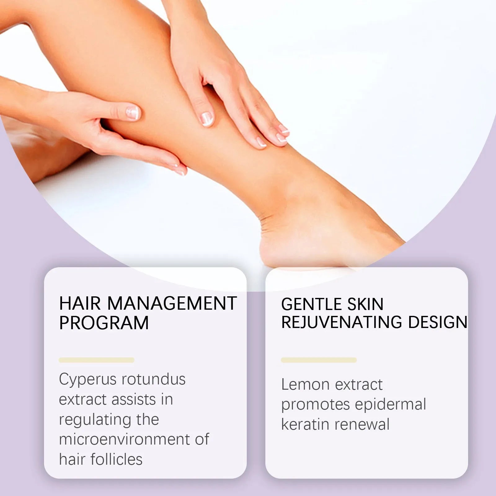 60ml bottle of fragrant hair removal treatment oil with natural extracts