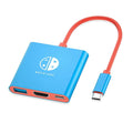 Three-in-one Type-C docking station converter with 15cm cable in black and red colour