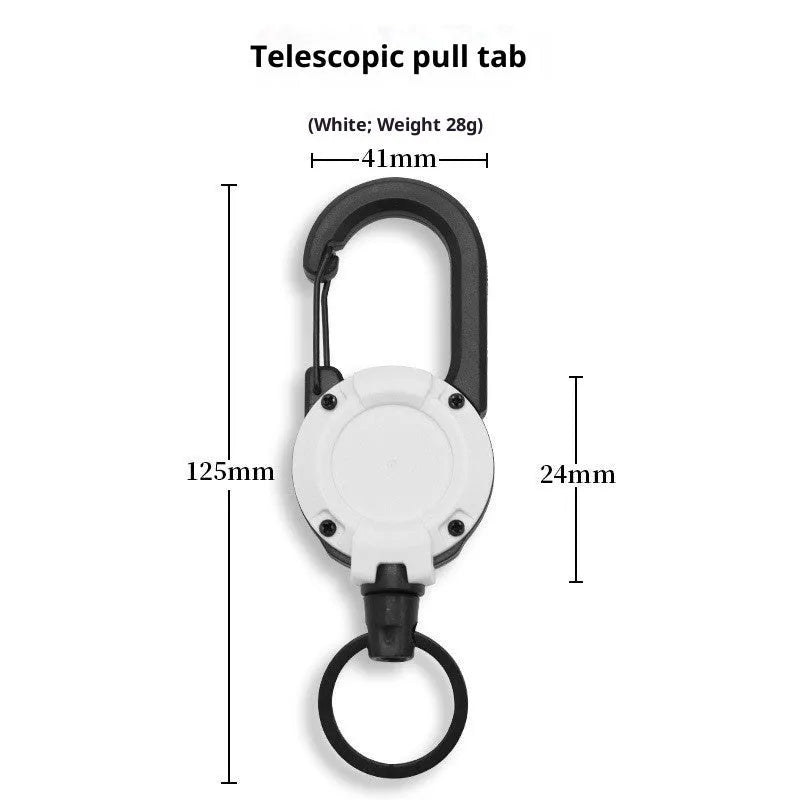 Retractable anti-lost buckle with connecting rope for fishing rod in white, black, army green, khaki colours plastic construction