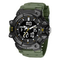 Men's outdoor sports waterproof watch with 55mm dial, plastic strap, and acrylic mirror, 50m water resistance