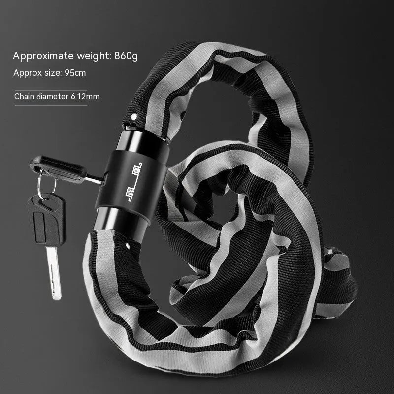 95cm zinc alloy bicycle chain lock in black or yellow with anti-hydraulic shear construction