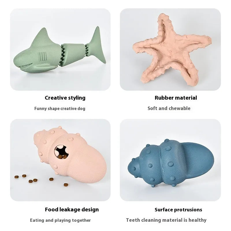 Deep sea shark rubber dog toy for puppies in marine animal shapes