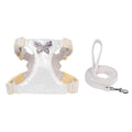 Small dog chest strap with metal butterfly hand-holding rope in mousse powder colour on a small dog