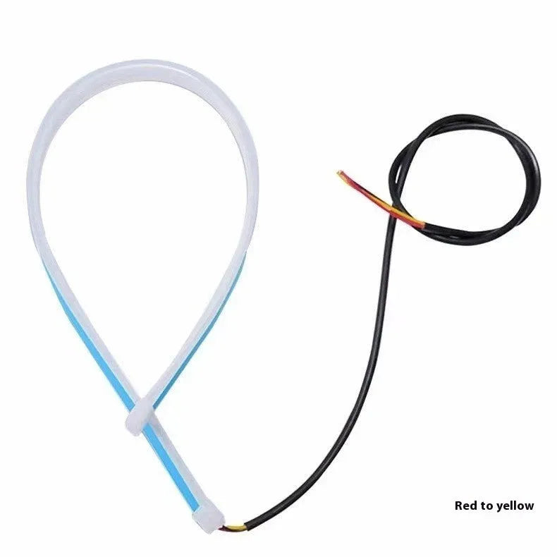 Motorcycle steering ambience light strip with running water colour-changing effect on handlebars
