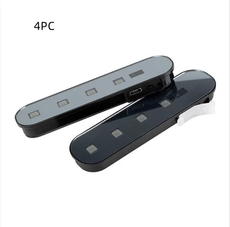 T-type colourful acrylic car door induction lamp with magnetic base attached to vehicle door