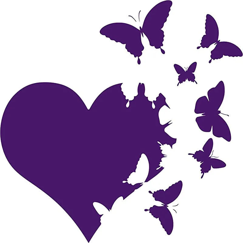 Plastic butterfly-shaped car sticker in assorted colours, 15cm square
