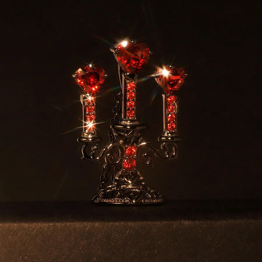 Gothic women's clavicle chain necklace with hollow retro candlestick zinc alloy pendant on a cross chain.