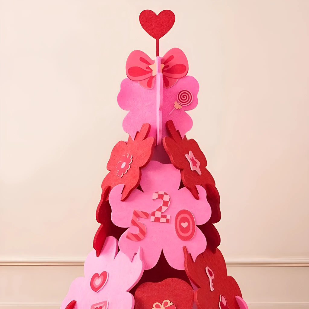 Felt happy tree ornament with carved modern art details for wedding decoration