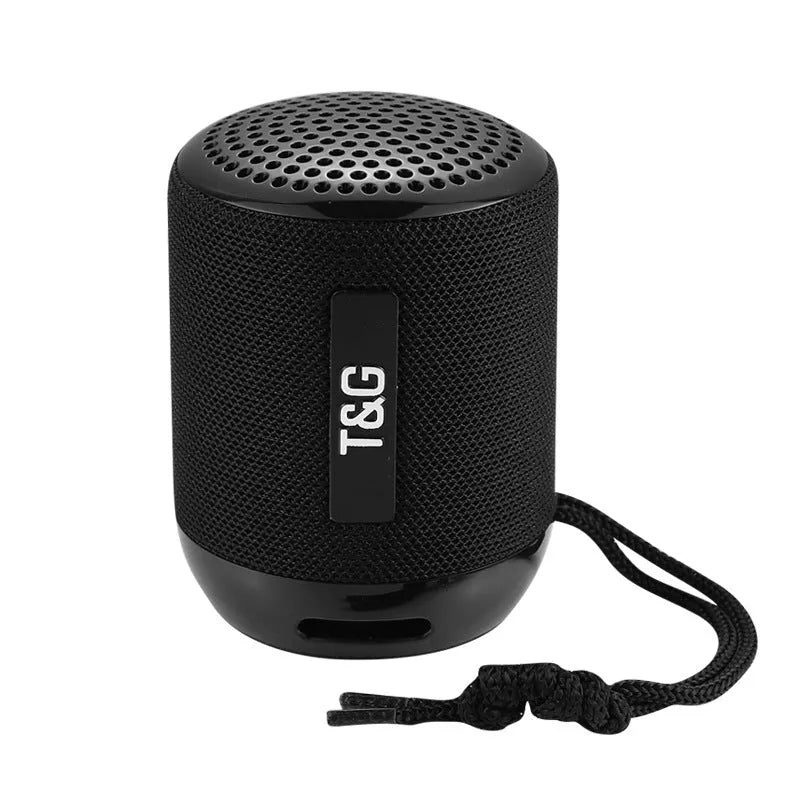 Portable wireless Bluetooth speaker in black measuring 73.4mm with USB charging