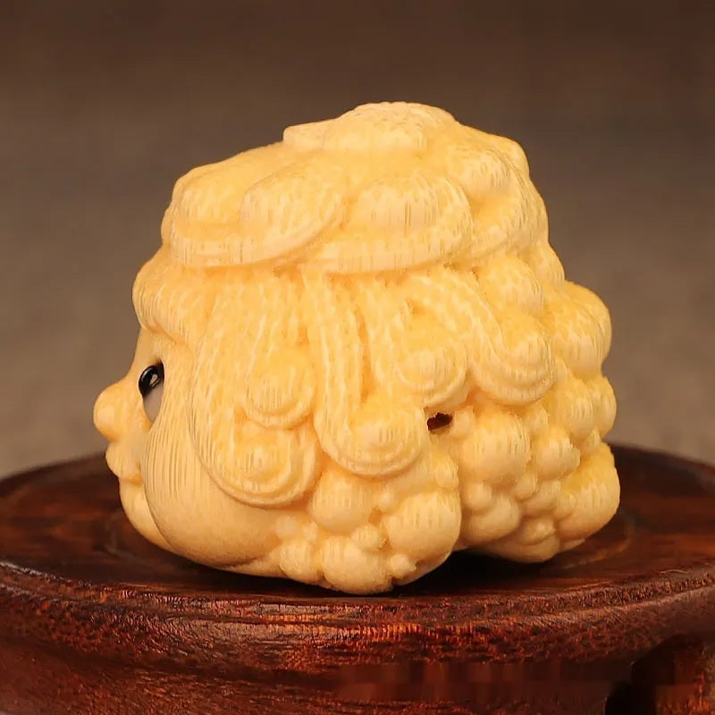 Golden toad princess bamboo carving ornament with cute style design for household display